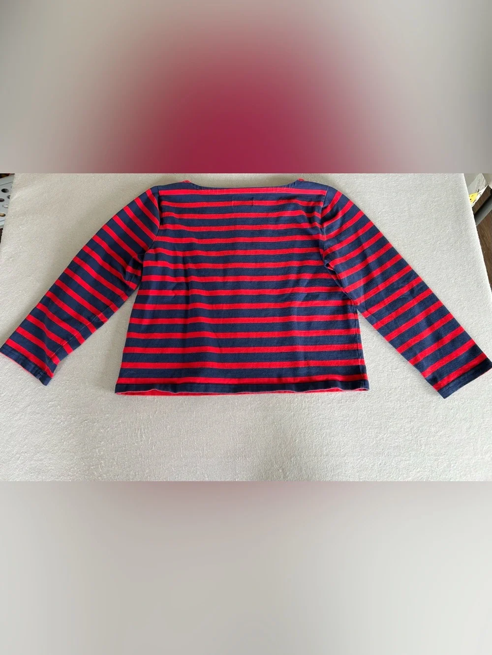 2 J. Crew Womens Long Sleeve T-Shirt Size M- Black & White, Blue &Red Stripes